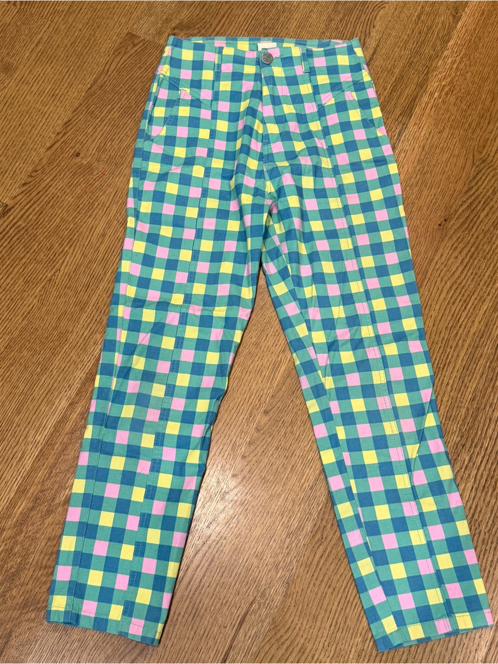 Lucy & Yak Checked Picnic Organic Cotton Trousers Pants Women’s Size 26